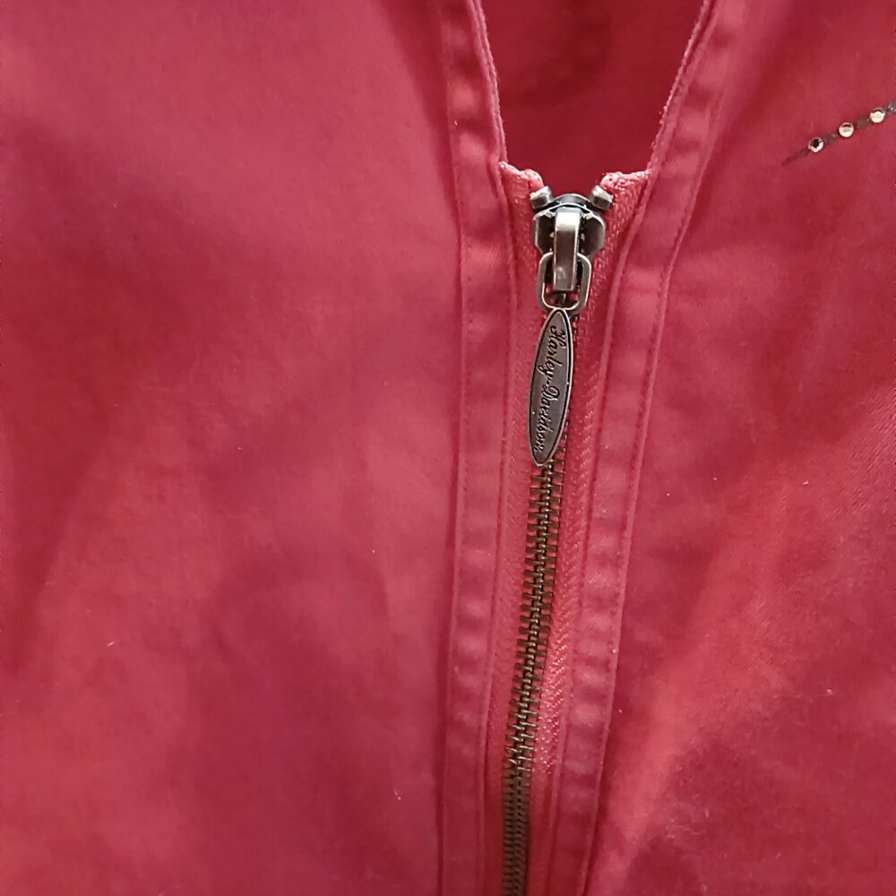 Harley Davidson Red Zip Front Rhinestone Women Med - image 2